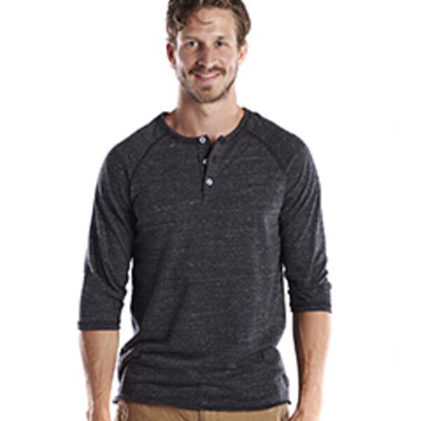 Unisex USA Made Three-Quarter Sleeve Triblend Raglan Henley Thumbnail