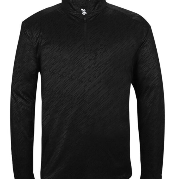 Line Embossed Quarter-Zip Long Sleeve T-Shirt Thumbnail