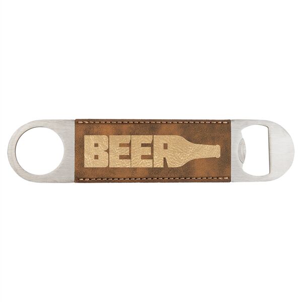 Laserable Leatherette Bottle Opener - Rustic Gold Thumbnail